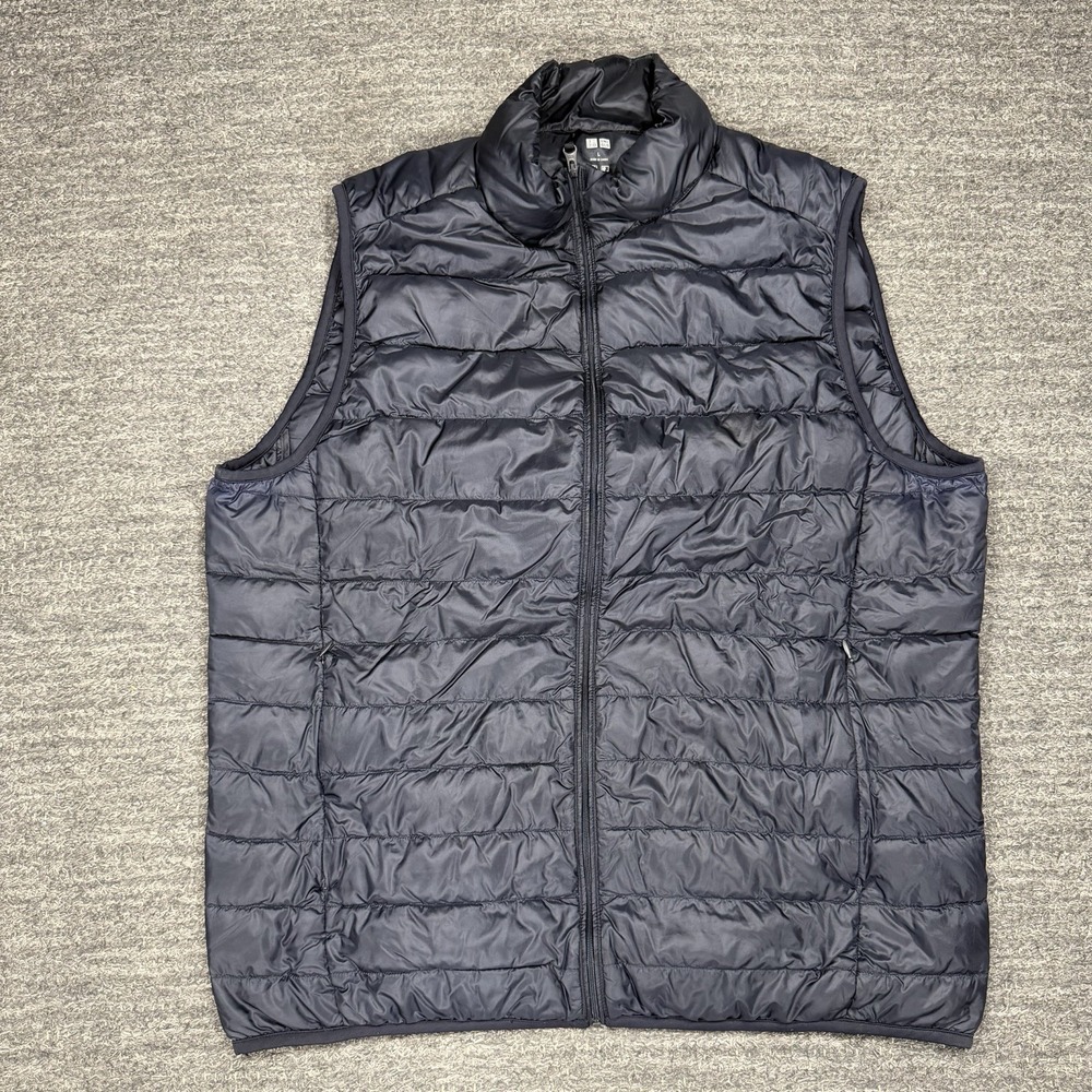 Uniqlo Ultralight Down Feather Puffer Vest Men Large Full Zip Packable Navy Hike